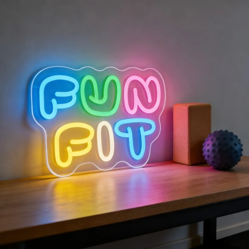 Yoga Fitness Rooms - Enseigne néon LED Fun Fit en