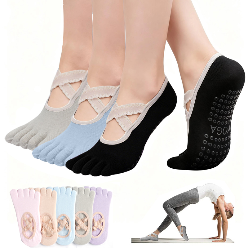 Yoga Fitness Dance - Chaussettes de Pilates antidérapantes pour femmes,