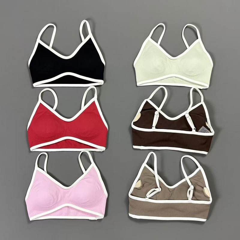 Yoga Fitness Matte - Soutien-gorge de yoga contrastant pour femme,