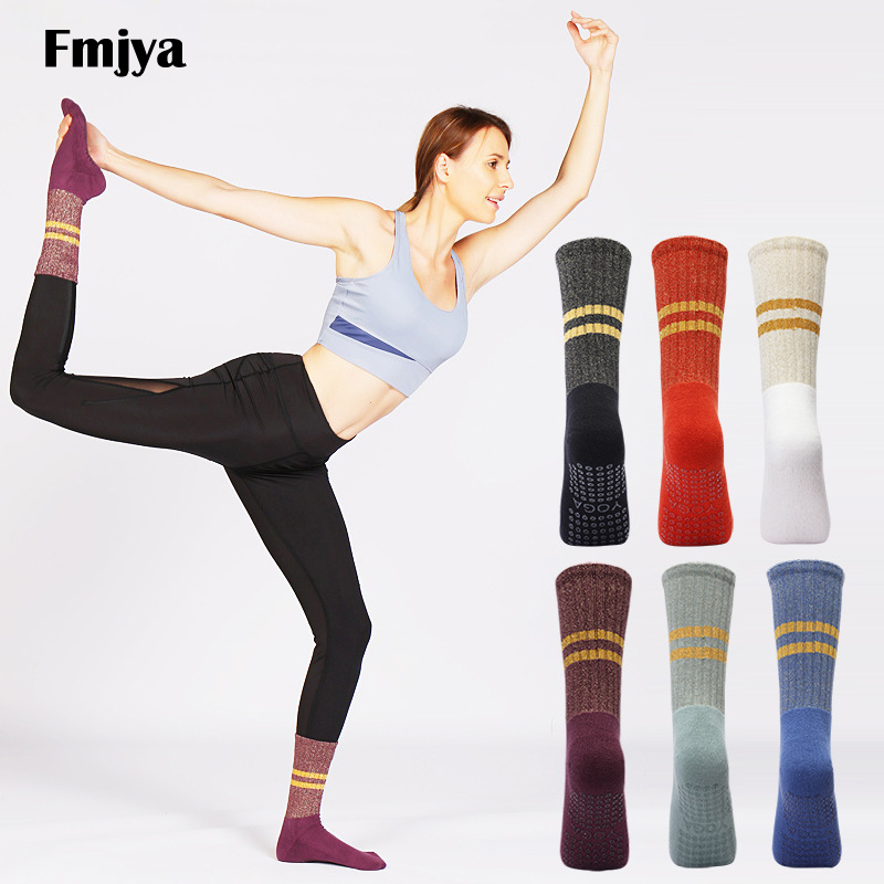 Yoga Fitness Dance - Chaussettes de Yoga avec poignées antidérapantes,