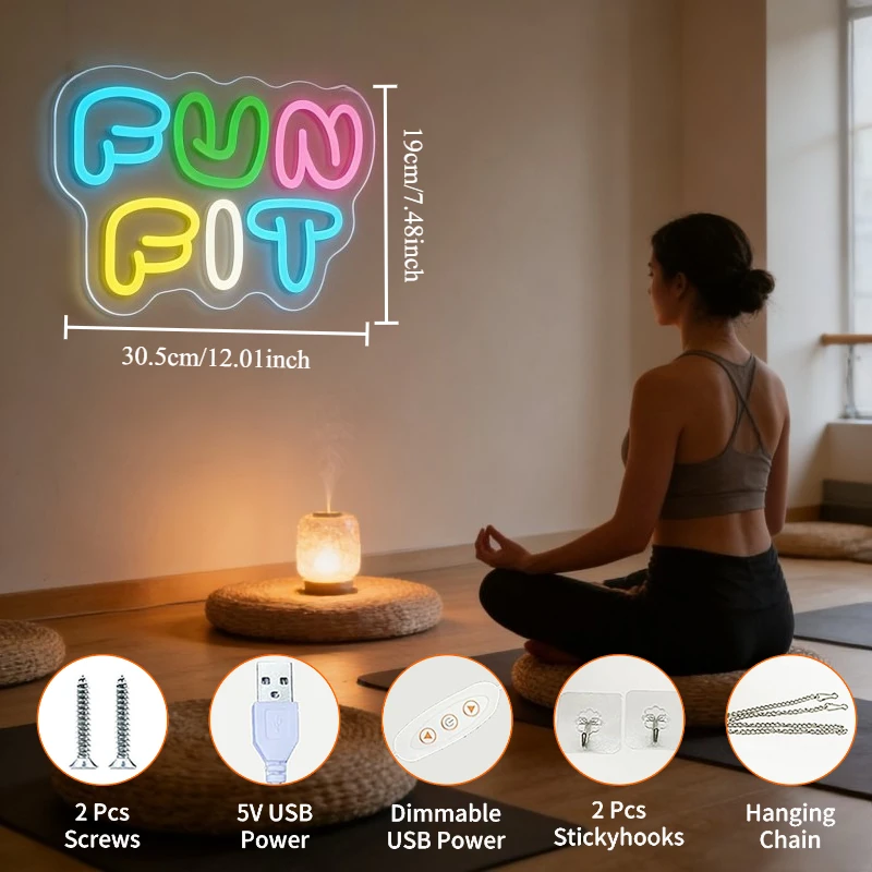 Enseigne néon LED Fun Fit en f - Yoga Fitness Rooms avis et prix