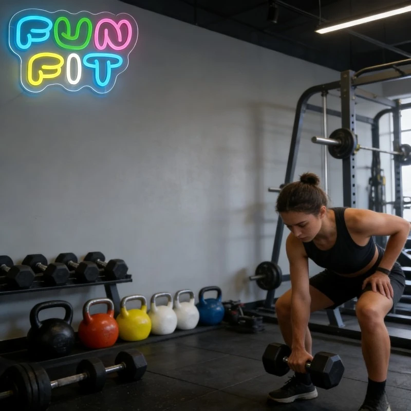 Enseigne néon LED Fun Fit en f - Yoga Fitness Rooms avis et prix