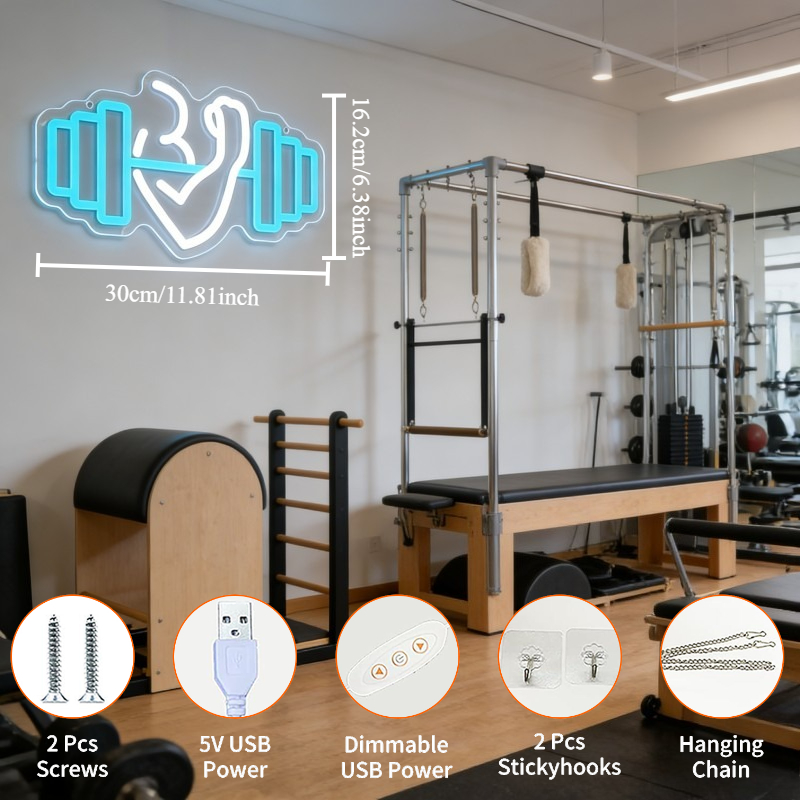Enseigne néon LED Bicep Dumbbe - Yoga Fitness Rooms avis et prix