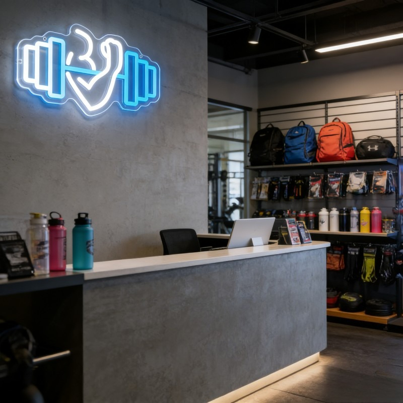 Enseigne néon LED Bicep Dumbbe - Yoga Fitness Rooms avis et prix